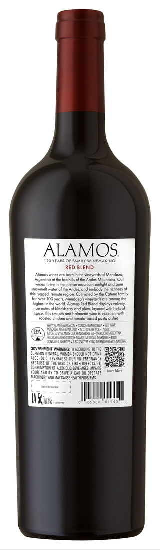 Alamos Red Blend Bottle Back 